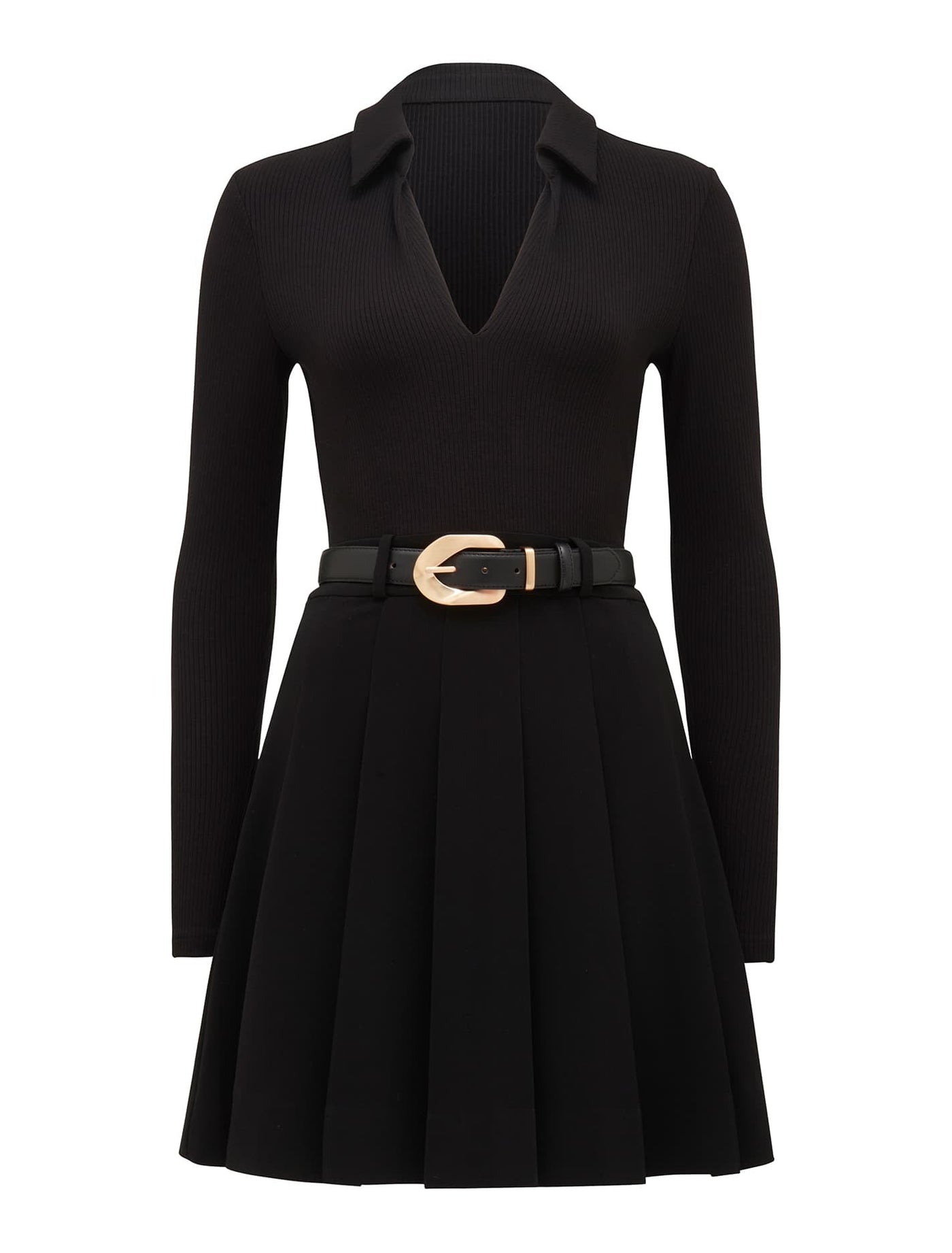 Eliana Pleated Skirt Mini Dress Black | Forever New