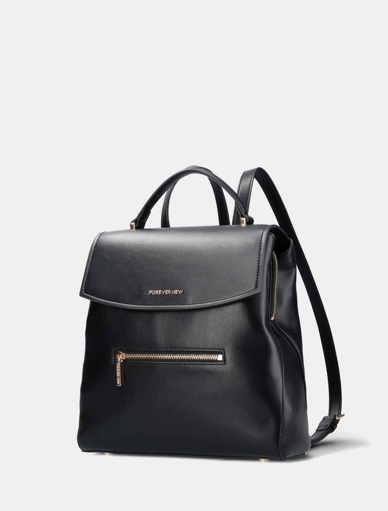 black leather backpack sydney Sydney Zip Detail Backpack Black