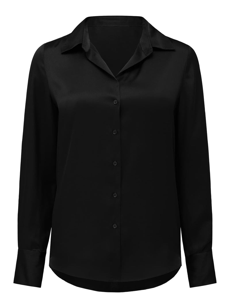 Harvey Notched Neck Satin Shirt Forever New