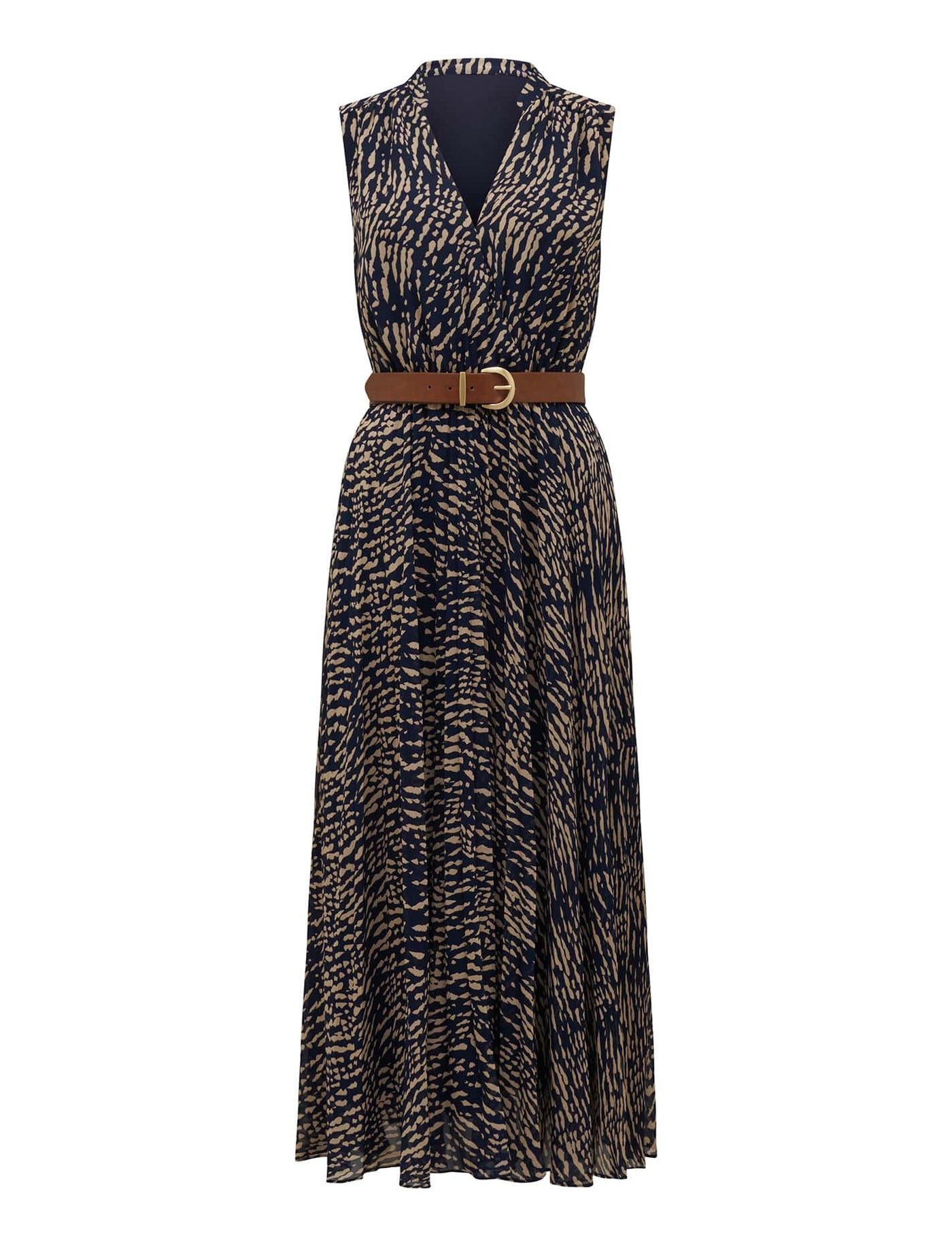 Barbara Sleeveless Pleated Midi Dress Abstract | Forever New