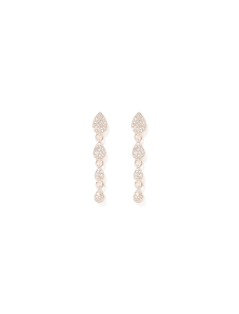 Perrie Pave Drop Earrings 0 Rose Gold Crystal Forever New