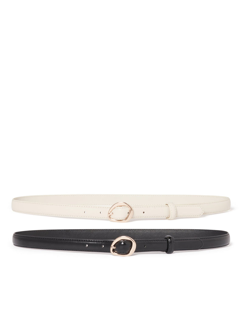 Ali 2 Pack Abstract Buckle Belt Black Ivory Forever New