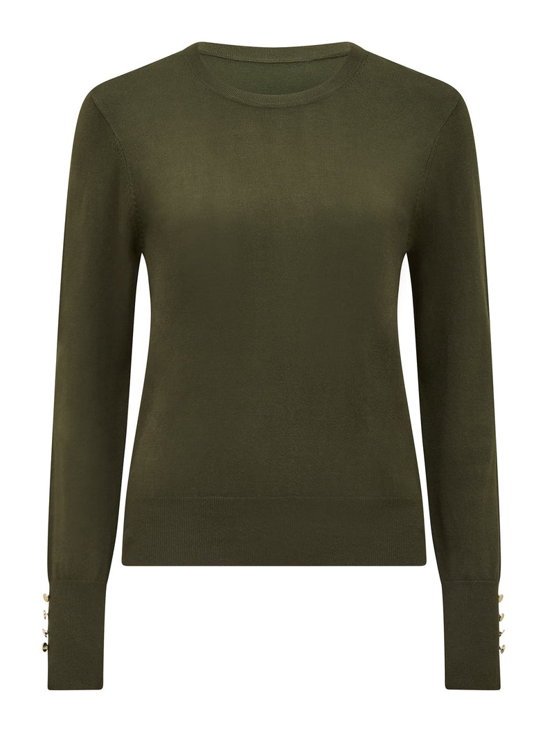 Katie Crew Neck Sweater Green Ivy Forever New