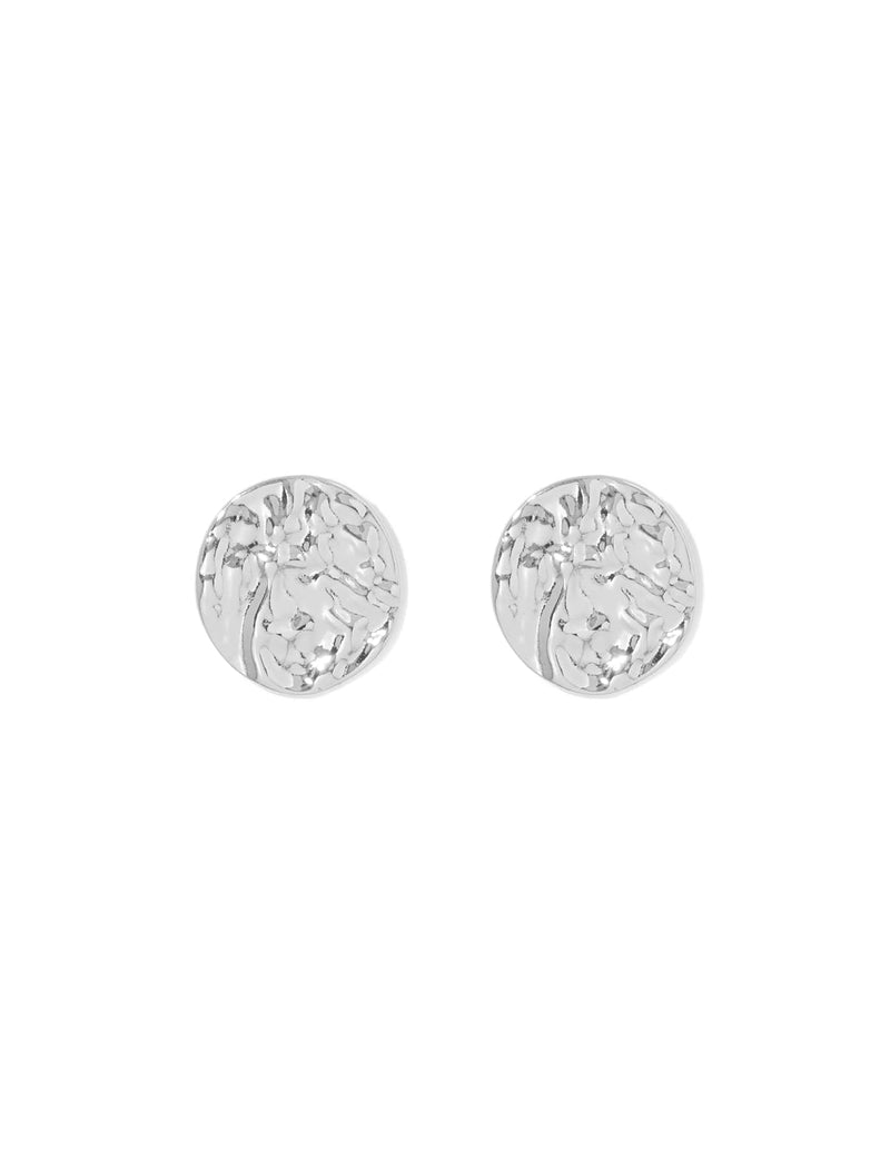 Raine Round Texture Stud Earrings Forever New