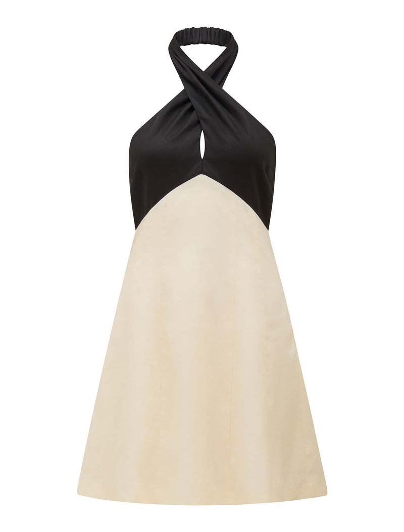 yve contrast halter dress in black ivory Bardot Yve Contrast Halter Dress maxi dresses shop at Booztlet