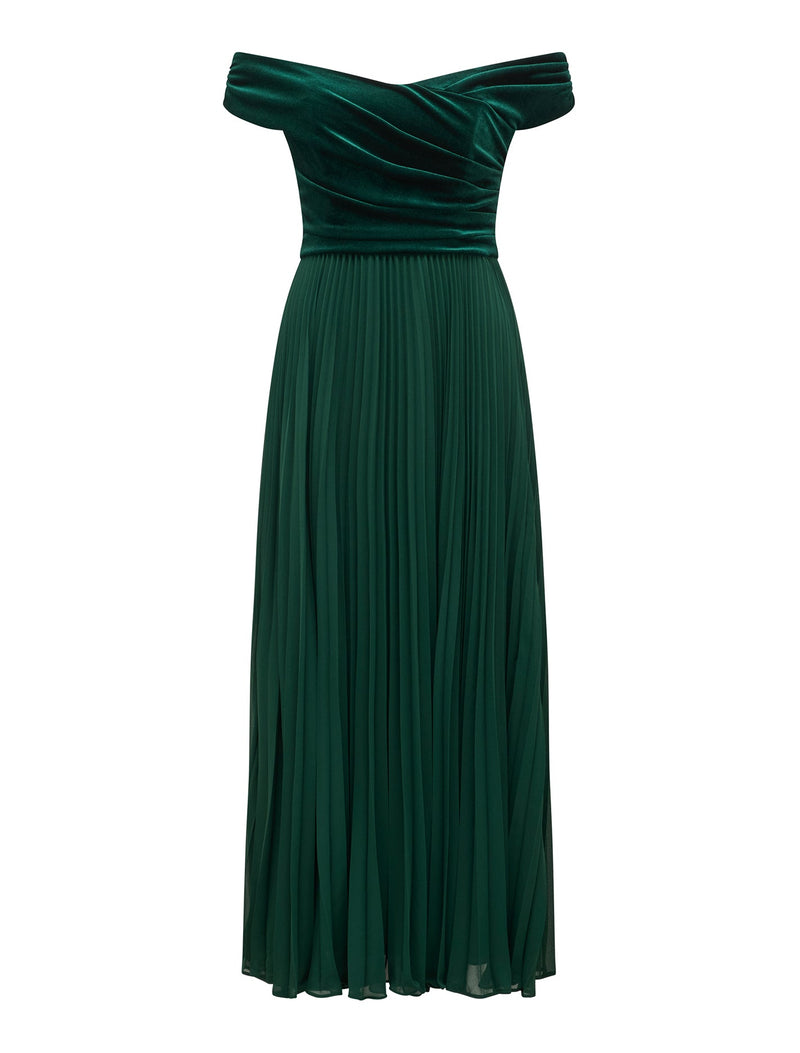Rebecca Off Shoulder Velvet Dress Forever New
