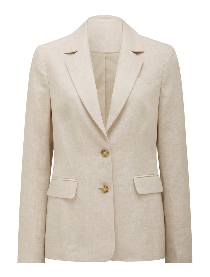 【2plan】Laura hidden two button blazer Laura Two Button Linen Blazer Natural | Forever New