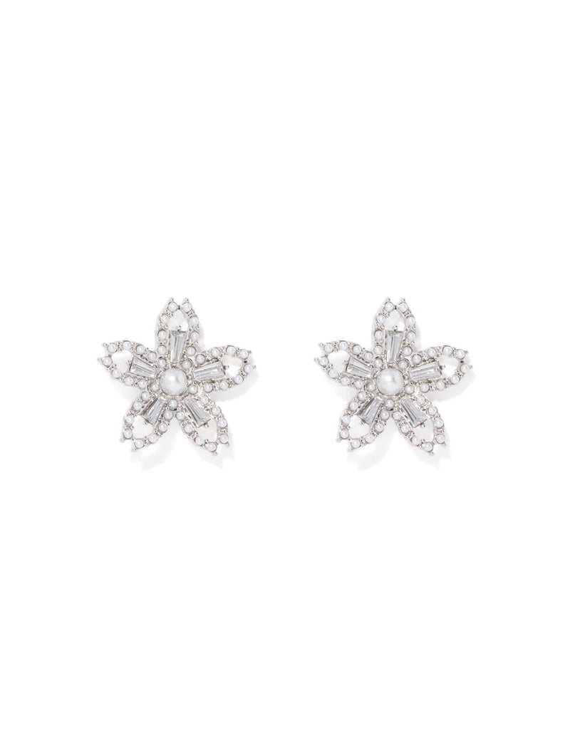 Rory Pearl & Stone Flower Earrings Forever New