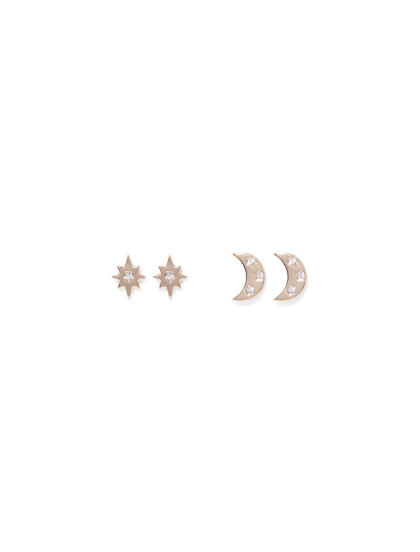 Malia Star & Moon Stud Earrings Forever New