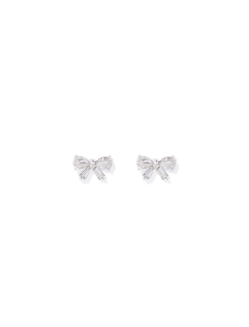 Bellina Cubic Zirconia Bow Stud Earrings Forever New