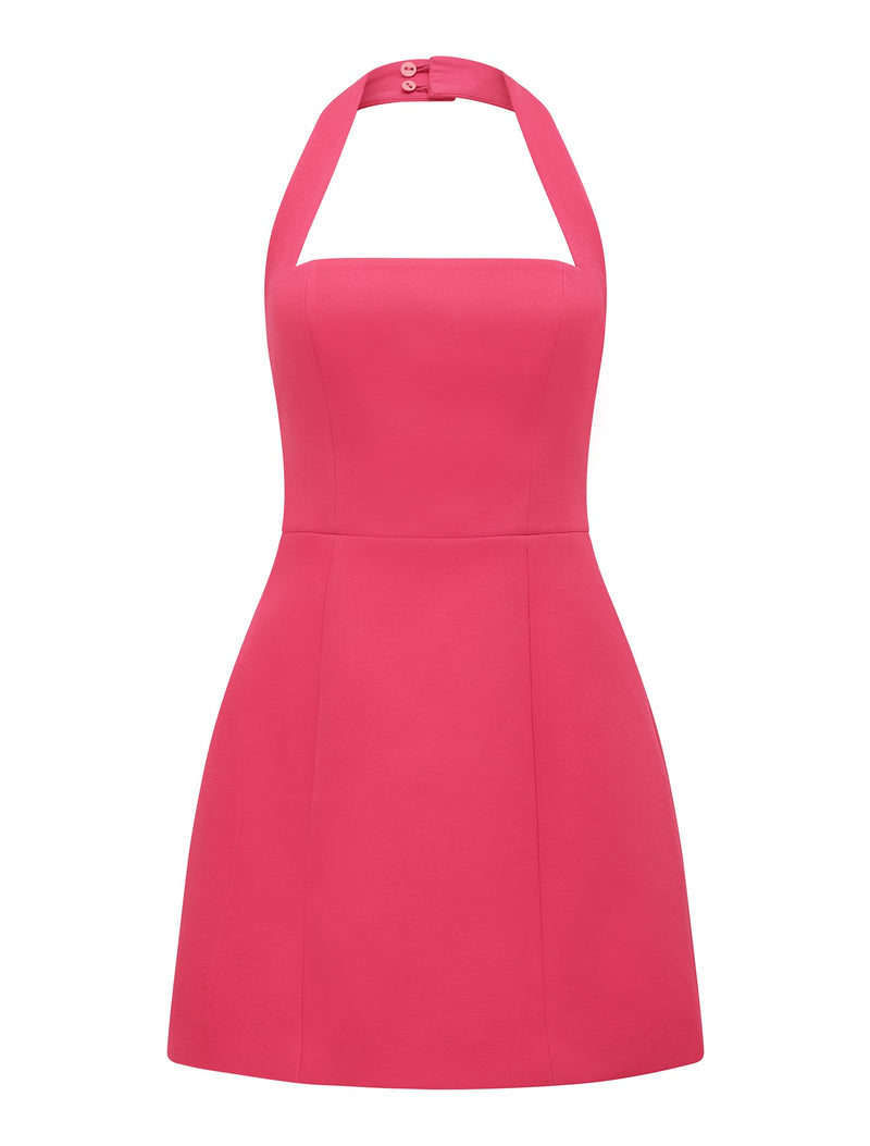 Kendall Halter Mini Dress Bright Rose Forever New