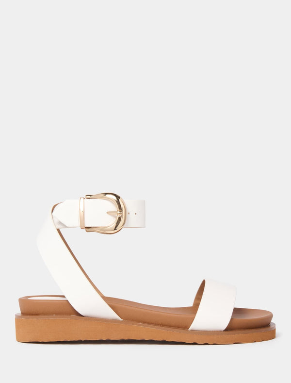 Winter Ankle Strap Footbed Sandal White Forever New