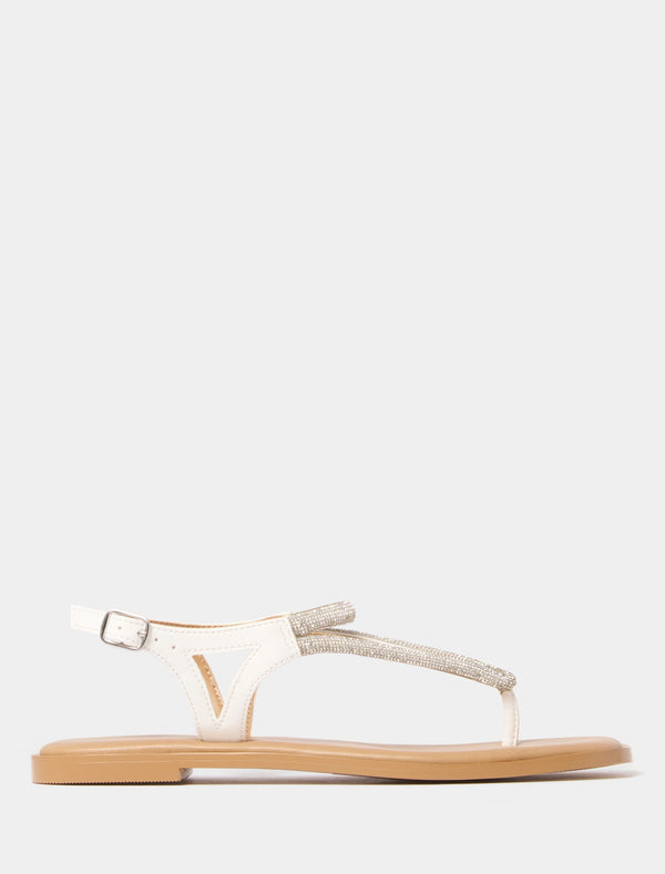 Tallulah Twisted Diamante Flat Sandal White Forever New