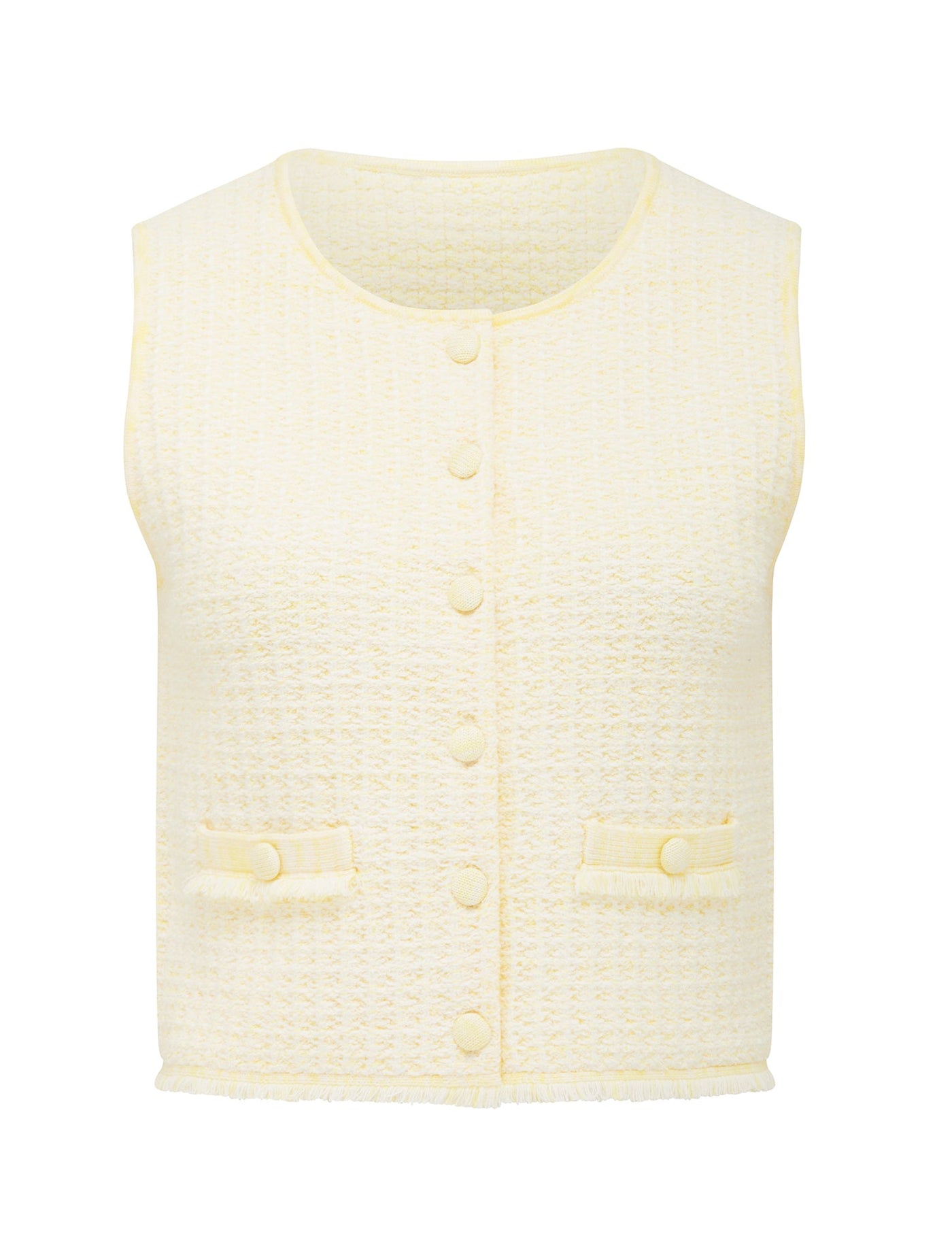 Aria Boucle Knit Tank Top Lemon | Forever New