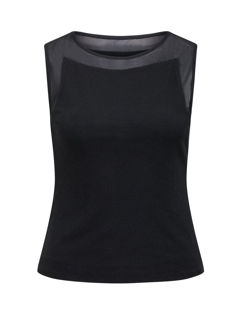 Cora Sheer Mesh Trim Tank Top Forever New