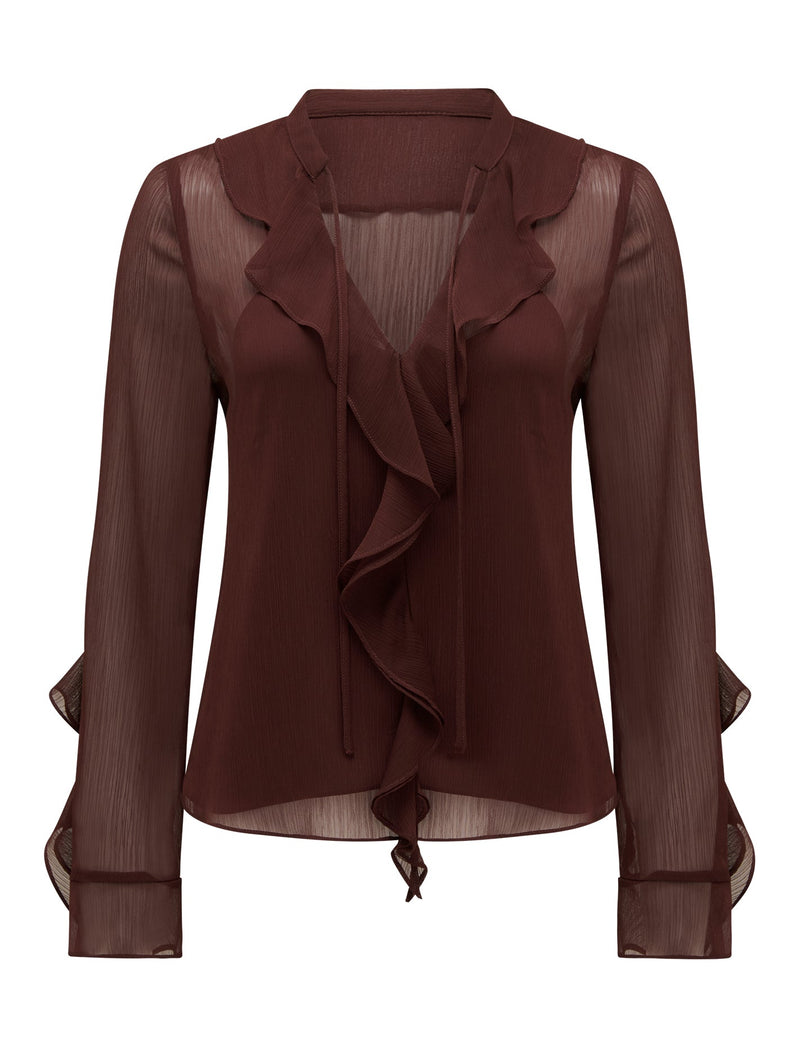 Alix Sheer Ruffle Blouse Forever New