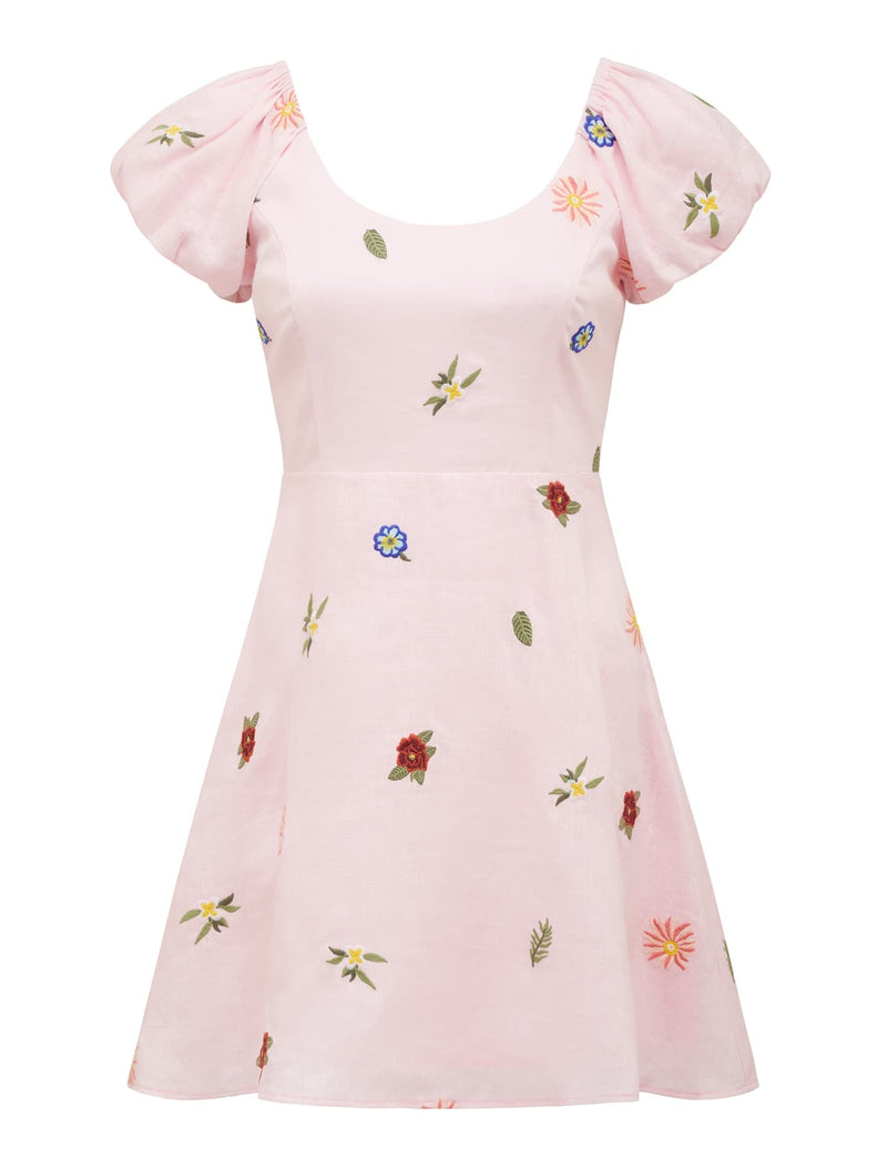 clara frock mini dress Clara Embroidered Mini Dress Cotton Candy