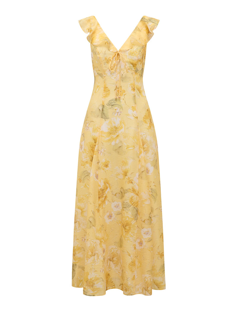 Lenny Godet Printed Midi Dress Gold Botanical | Forever New Lenny Godet Printed Midi Dress Gold Botanical | Forever New