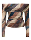 Kaia Ruched Mesh Bardot Top