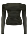 Kaia Ruched Mesh Bardot Top