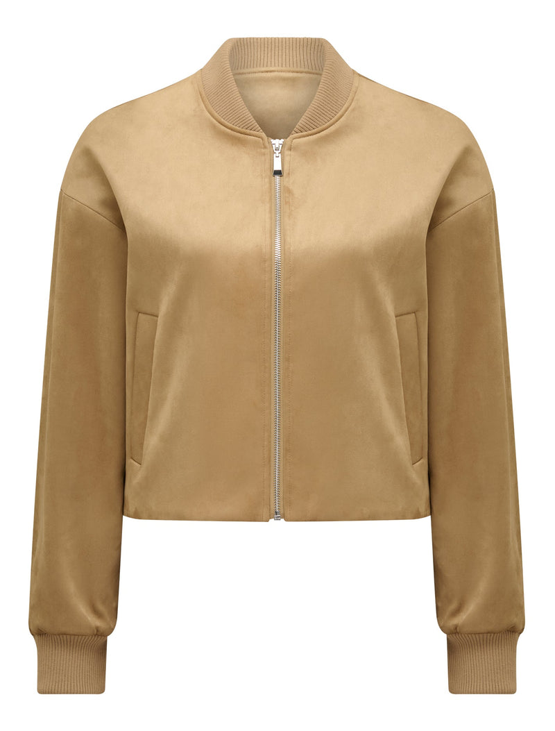 Hazel Vegan Suede Bomber Jacket Forever New