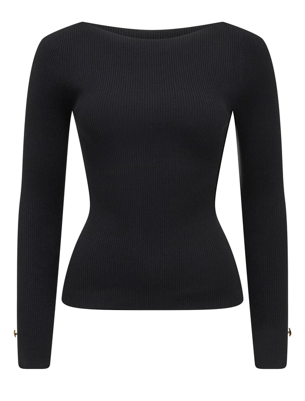 Alaia Knit Rib Top Black Forever New