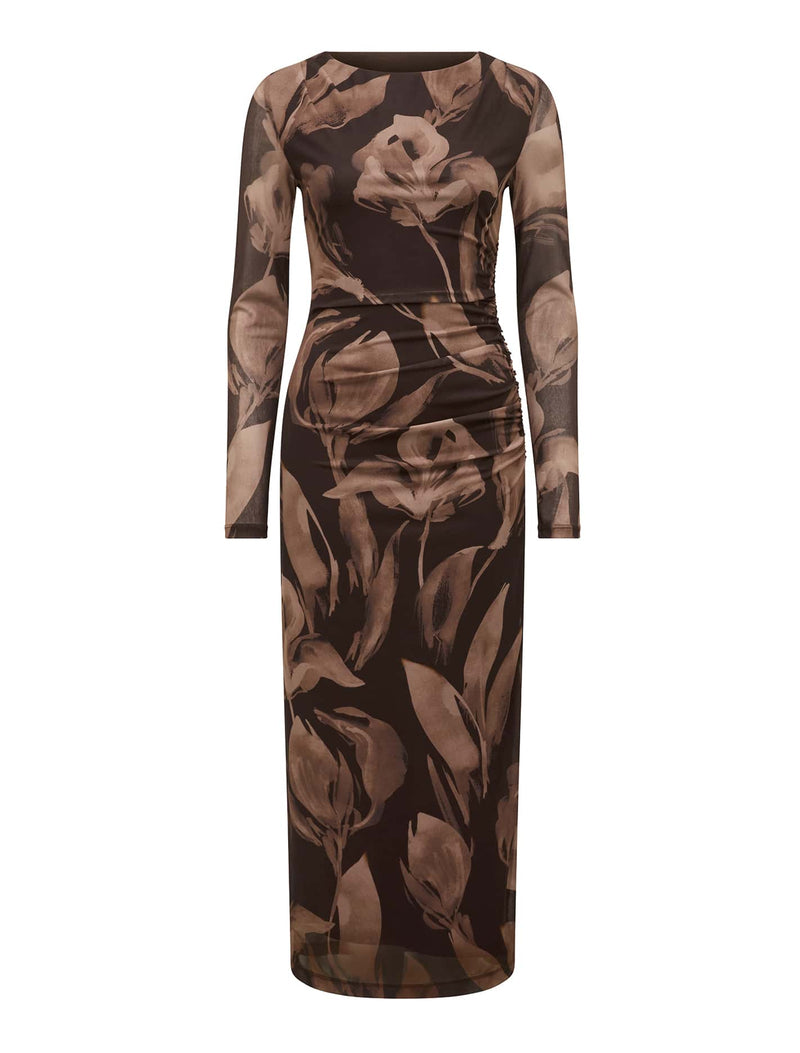 Alannah Mesh Long Sleeve Midi Dress Forever New