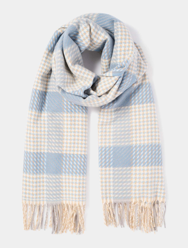 Wynne Waffle Check Scarf 0 Blue Beige Forever New