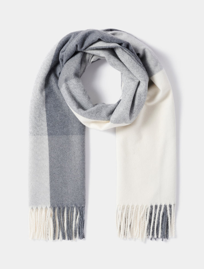 Chloe Block Check Scarf 0 Grey Ivory Forever New