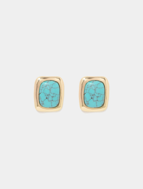 Signature Sandra Stone Stud Earrings 0 Turquoise Gold Forever New