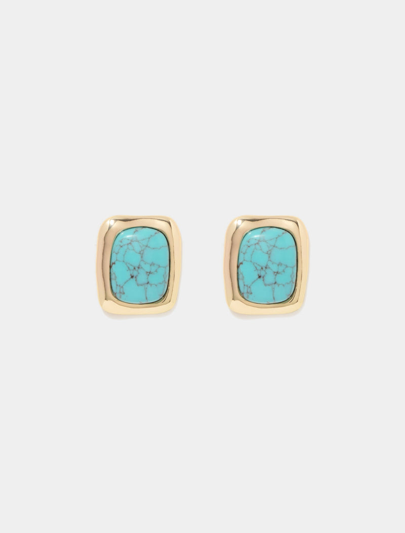 Signature Sandra Stone Stud Earrings 0 Turquoise Gold Forever New