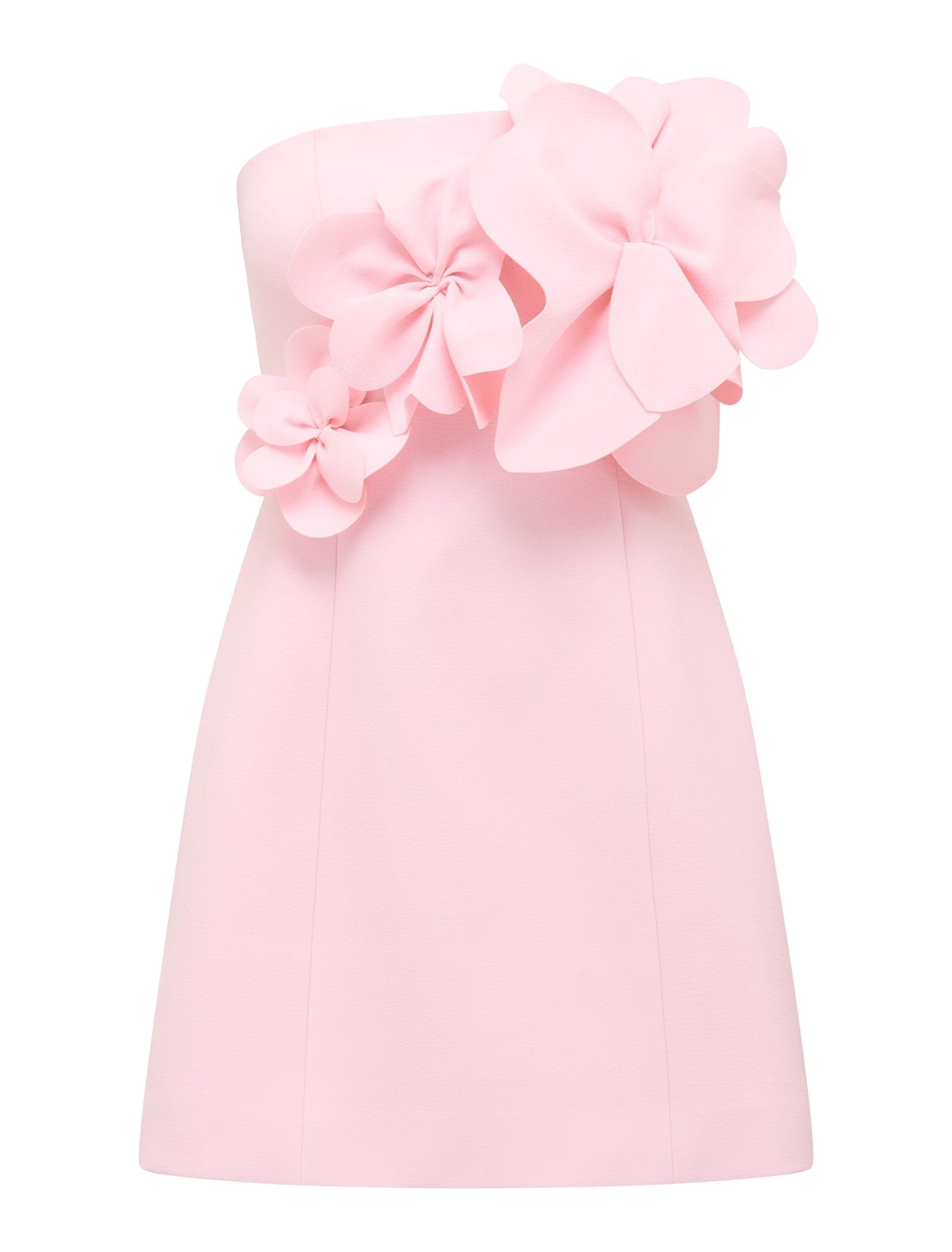 strapless open back dress Tessa Flower Mini Dress Soft Pink