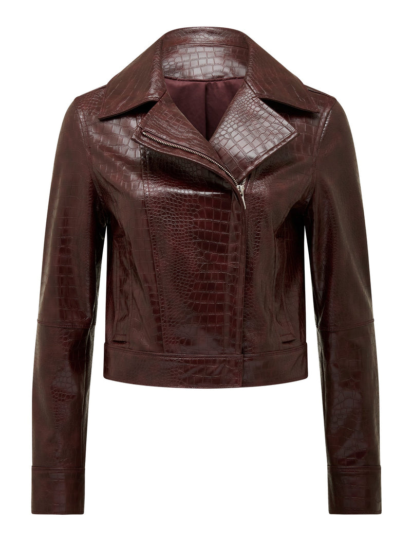 Aurelia Croc Faux Leather Jacket Forever New