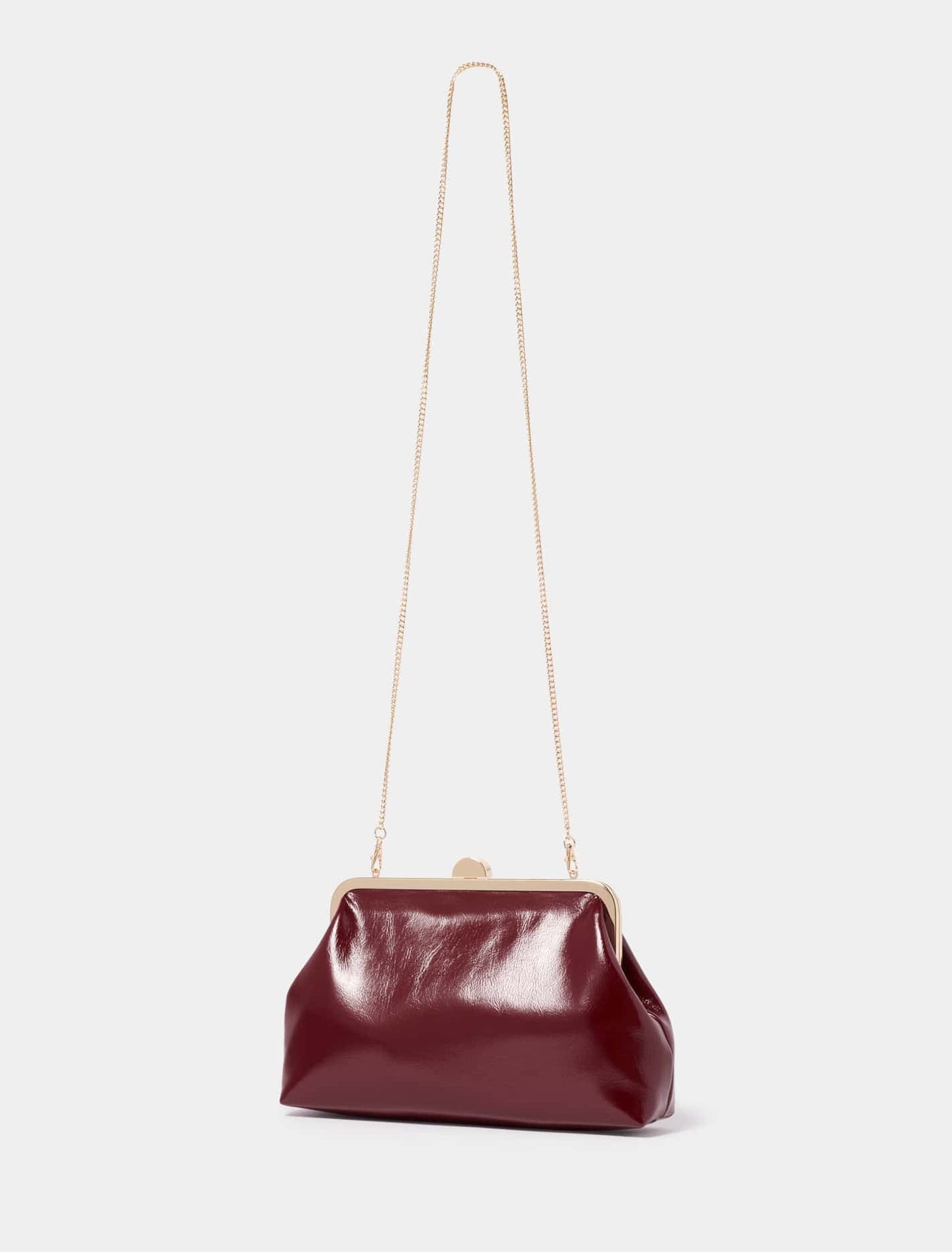 Chloe Curve Frame Clutch Ox Blood | Forever New