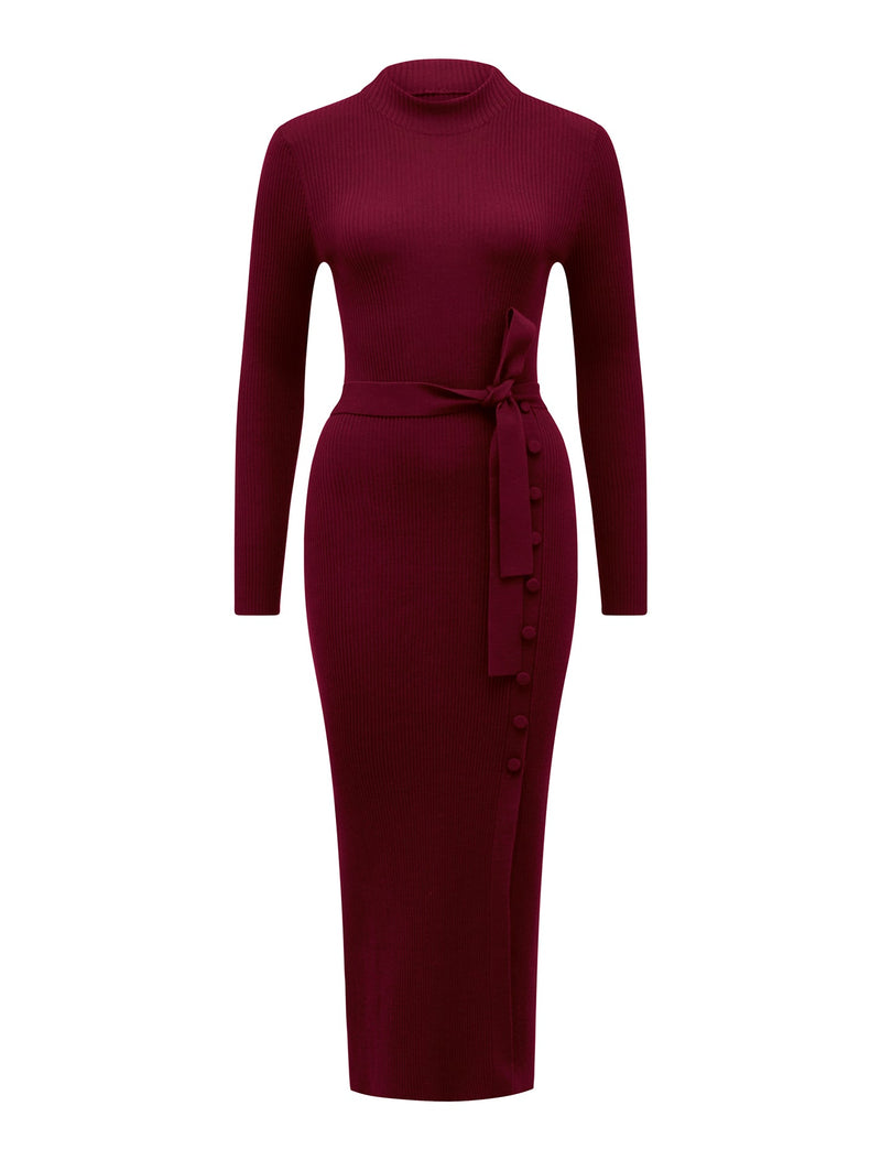 Kiara Button Detail Midi Dress Mulled Wine | Forever New Kiara Button Detail Midi Dress Mulled Wine | Forever New