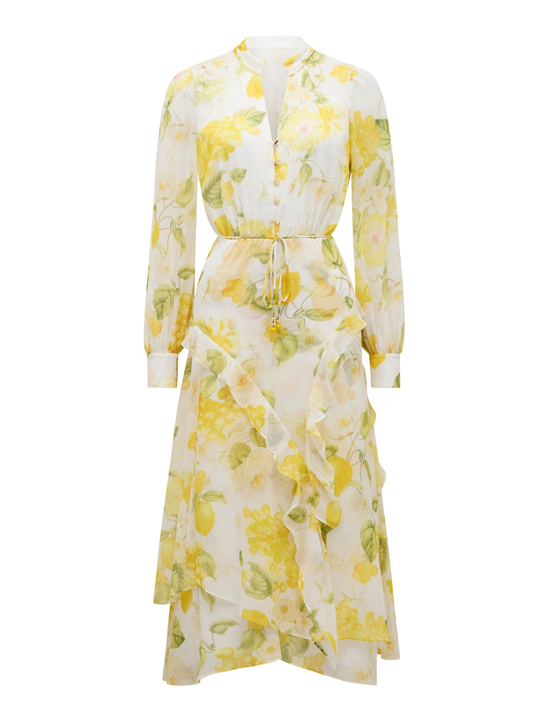 sutton midi dress Sutton Ruffle Hem Midi Dress Limone Floral