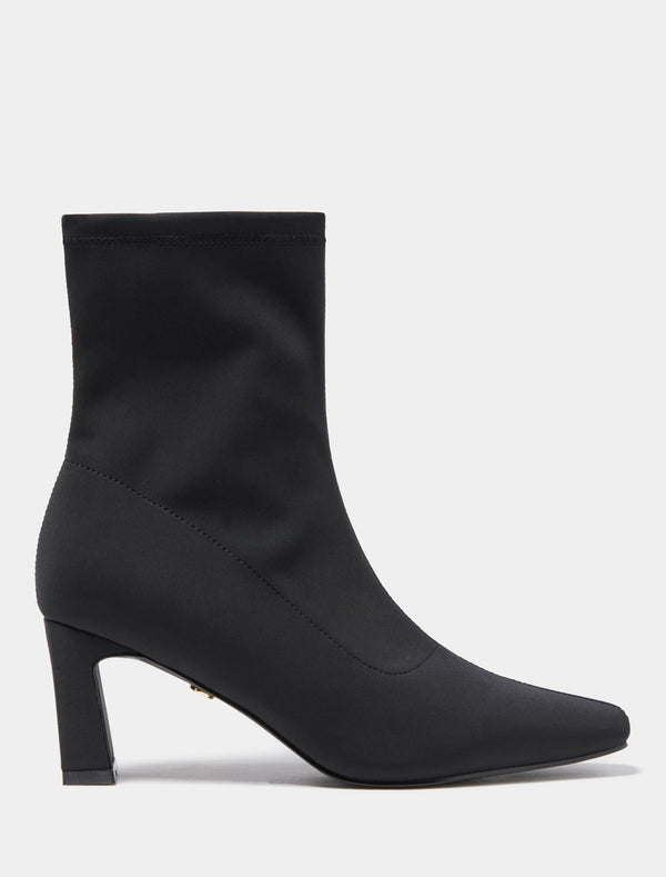 Selena Square Toe Stretch Mid-Calf Boot Black Forever New