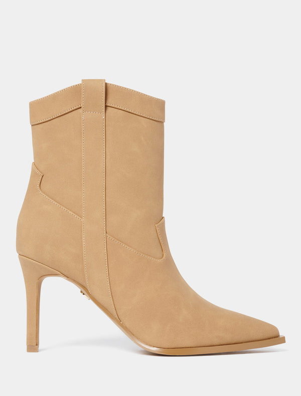 Cassidy Western High Heel Boot Taupe Forever New