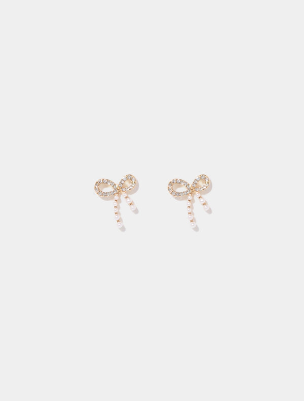 Pat Pretty Bow Earrings 0 Crystal Pearl Forever New