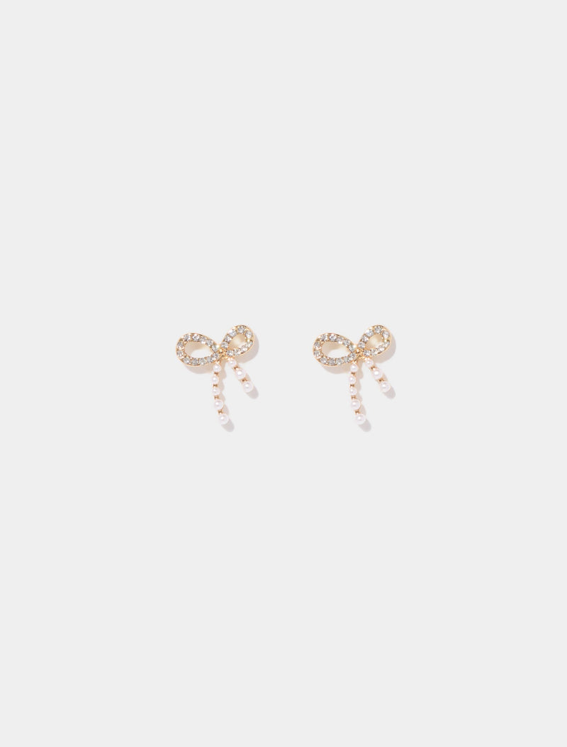 Pat Pretty Bow Earrings 0 Crystal Pearl Forever New