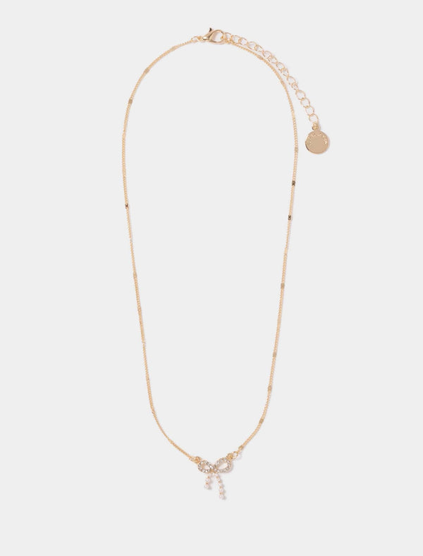 Pat Pretty Bow Necklace 0 Crystal Pearl Forever New