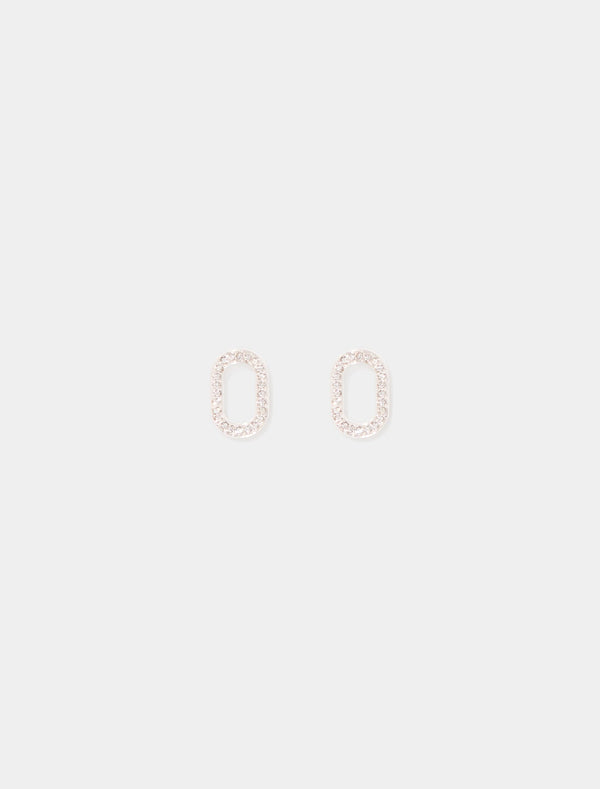 Juno Oval Glass Stone Earrings 0 Silver Crystal Forever New