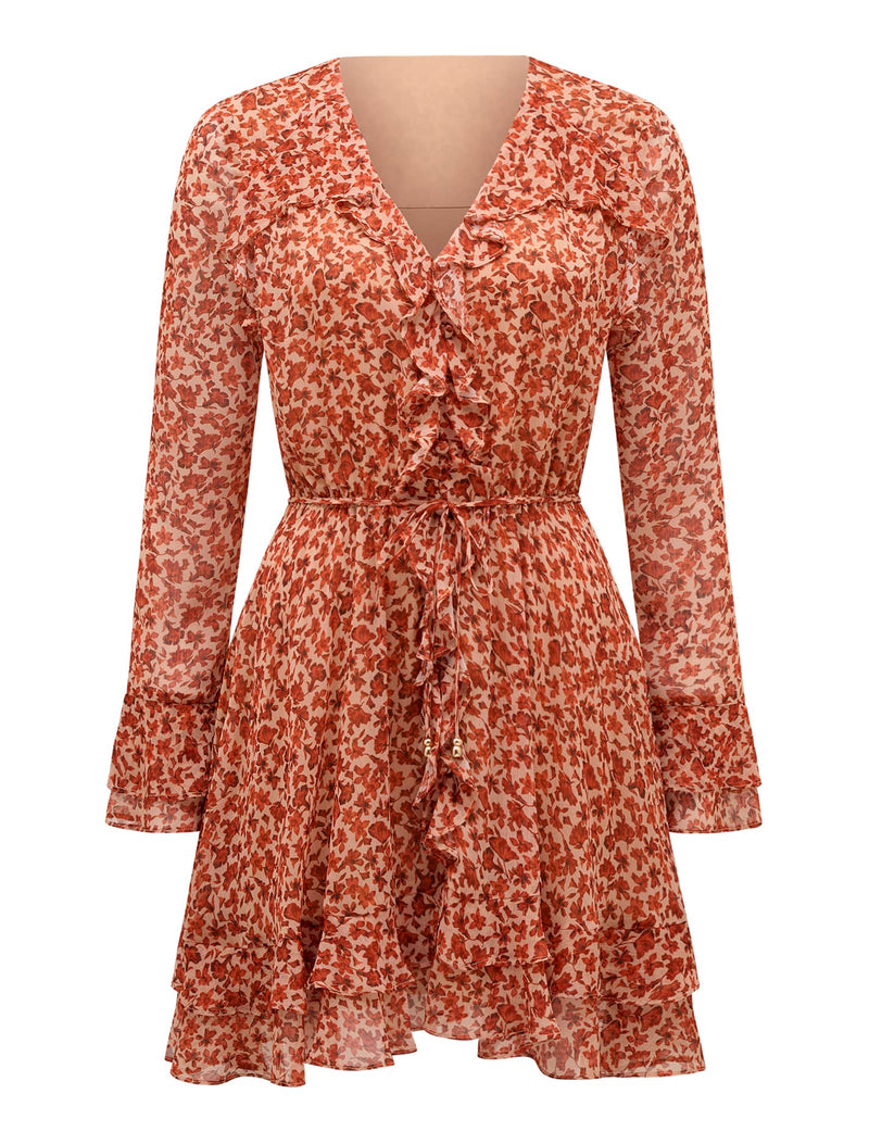 Piper Ruffle Long Sleeve Mini Dress Forever New