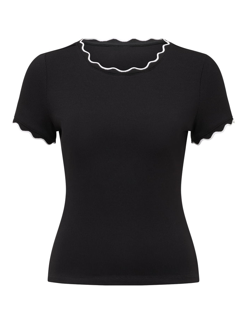 Rebecca Scallop Trim T-Shirt Forever New