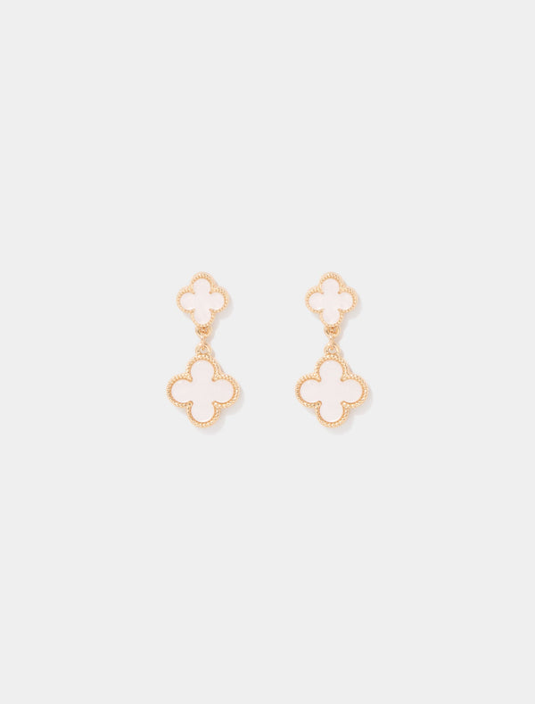 Fern Flower Drop Earrings 0 Ivory Gold Forever New
