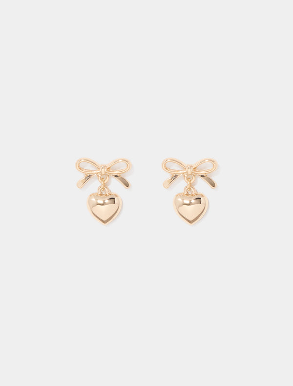 Becca Bow & Heart Earrings 0 Gold Forever New