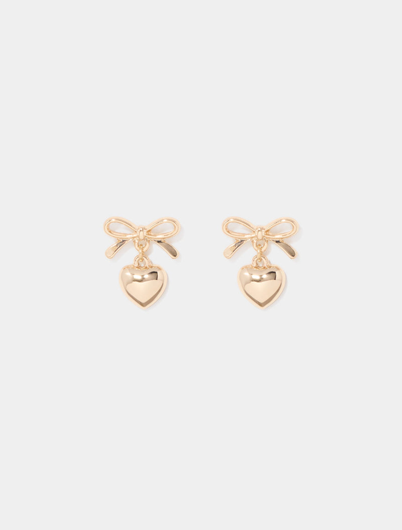 Becca Bow & Heart Earrings 0 Gold Forever New