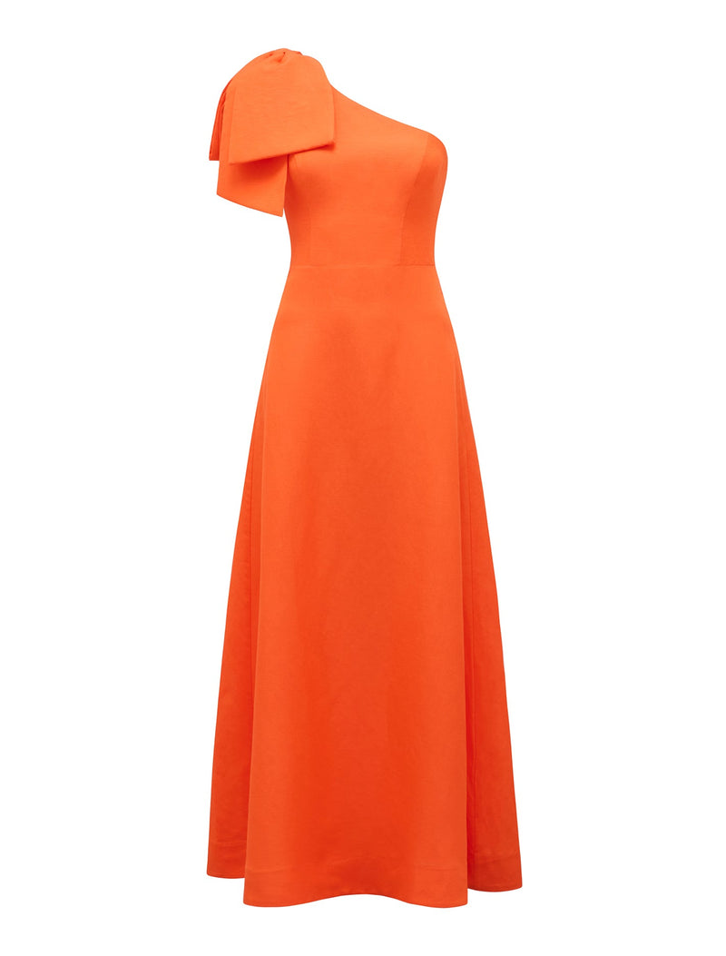 burnt orange dress forever 21 Danni Asym Bow Midi Dress Orange Fire