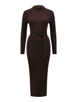 Kiara Petite Button Detail Midi Dress Chocolate Forever New