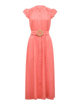 Serafina Scallop Edge Linen Midi Dress Forever New